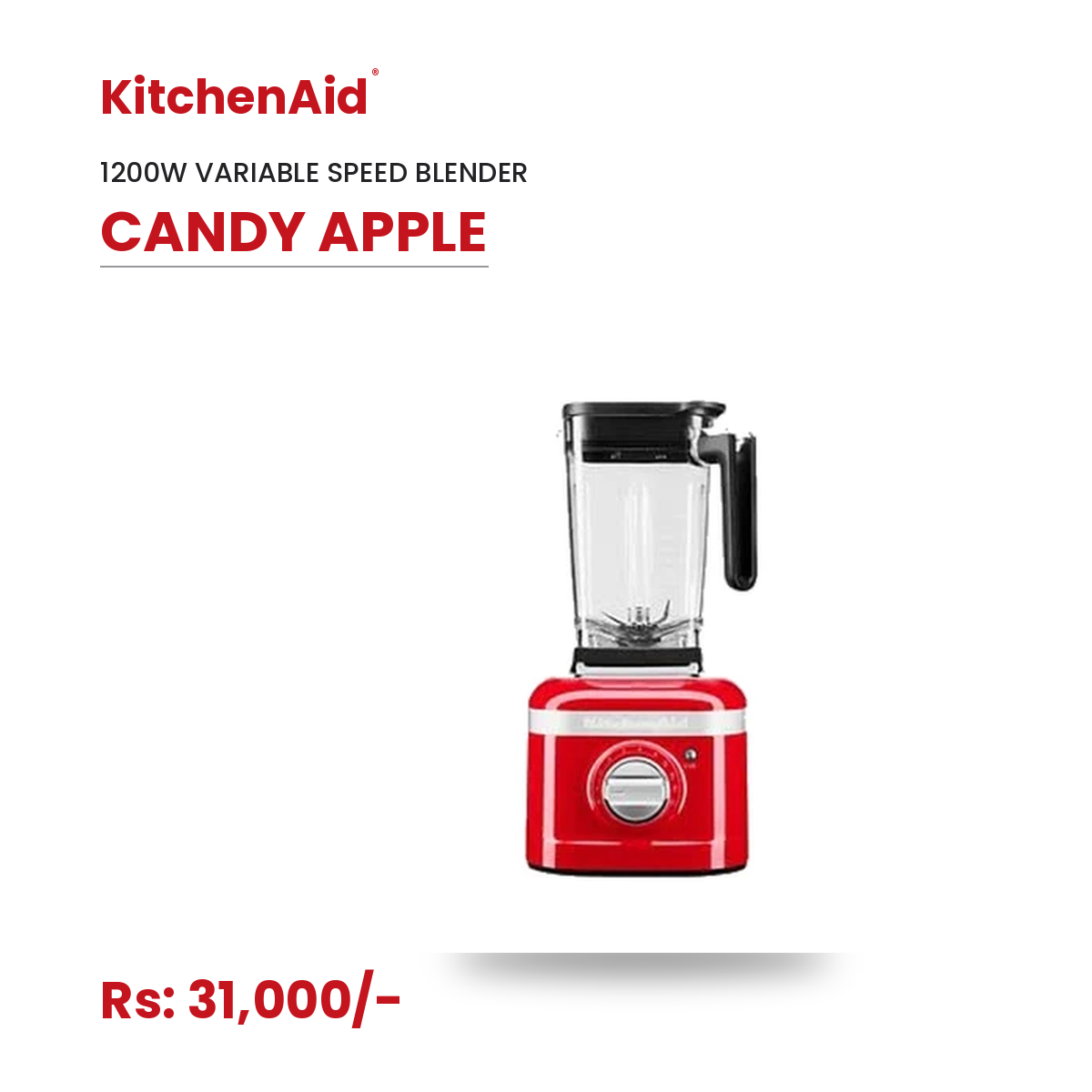 KitchenAid K400 Variable Speed Blender 1200W 5-Speed with Intelli-Speed Motor Control, 3 Preset Programs & Self-Clean - Candy Apple