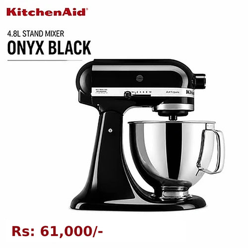 KitchenAid Artisan Tilt-Head Stand Mixer 4.8L 10-Speed Home Baking Machine with Flat Beater, Dough Hook & Wire Whisk - Onyx Black
