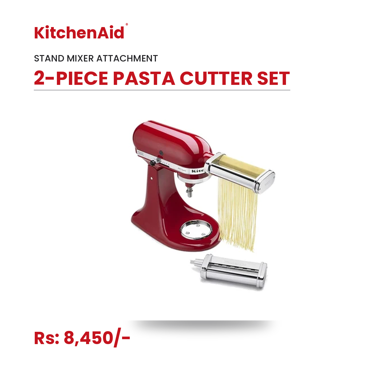 KitchenAid KSMPCA 2-Piece Pasta Cutter Set | Capellini & Lasagnette Cutters | Stand Mixer Attachment | Fits All KitchenAid Mixers | Made in Italy