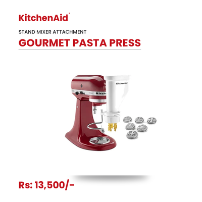 KitchenAid Gourmet Pasta Press Attachment | 6 Pasta Plates | Spaghetti, Bucatini, Rigatoni, Fusilli & Macaroni | Fits All KitchenAid Stand Mixers