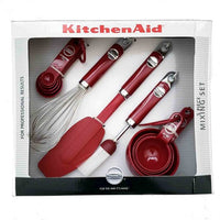 KitchenAid 5-Piece Plastic Mixing Set | Measuring Cups, Spoons, Whisk, Spatula & Pastry Brush | BPA-Free | Dishwasher-Safe | Empire Red
