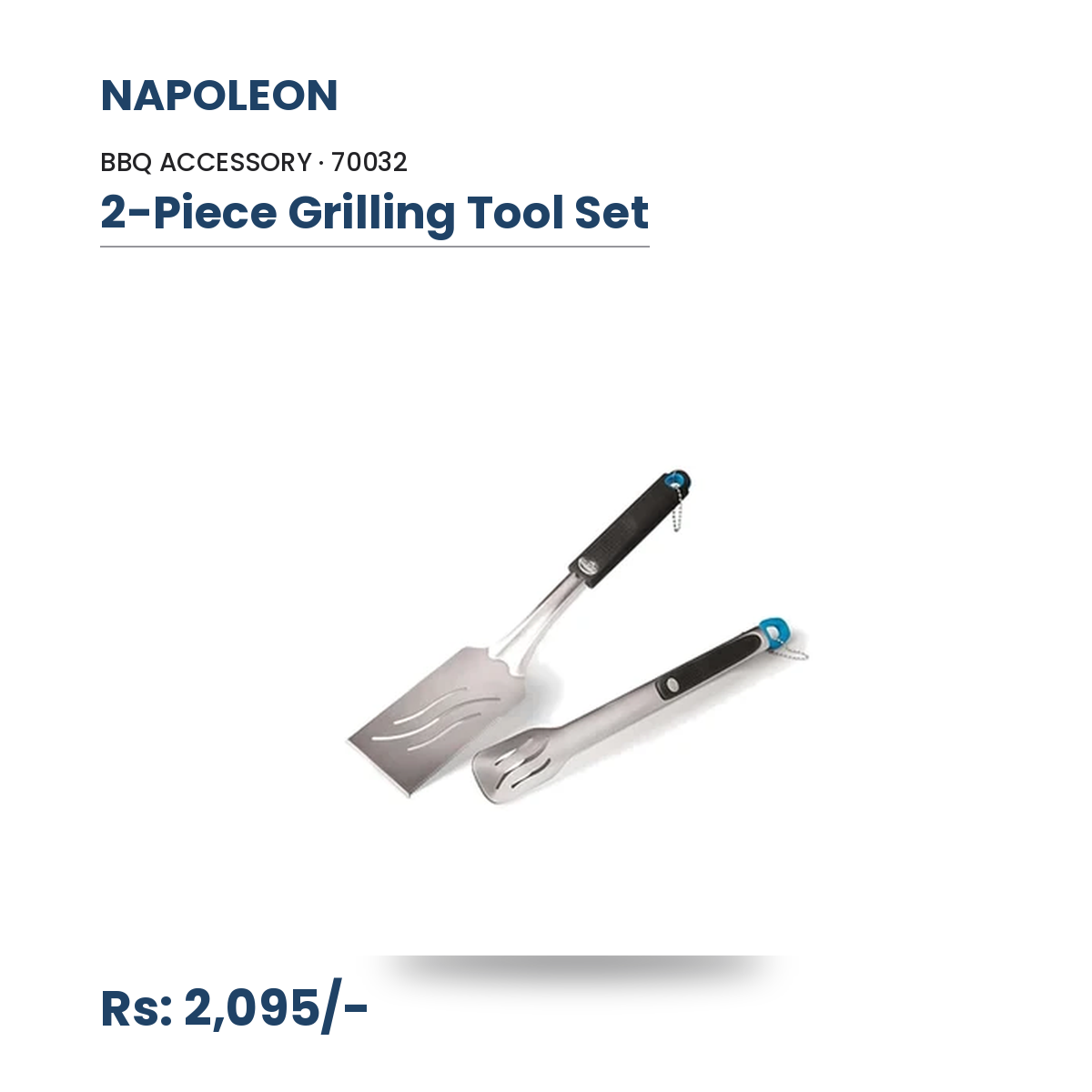 Napoleon 2-Piece Grilling Tool Set (70032) | Stainless Steel Spatula & Tongs | Heat-Resistant Handles | Dishwasher-Safe | For All Napoleon Grills