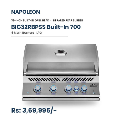 Napoleon Built-In 700 Series 32" LPG Gas Grill with Infrared Rear Burner, 4 Main Burners (BIG32RBPSS-1-RC)