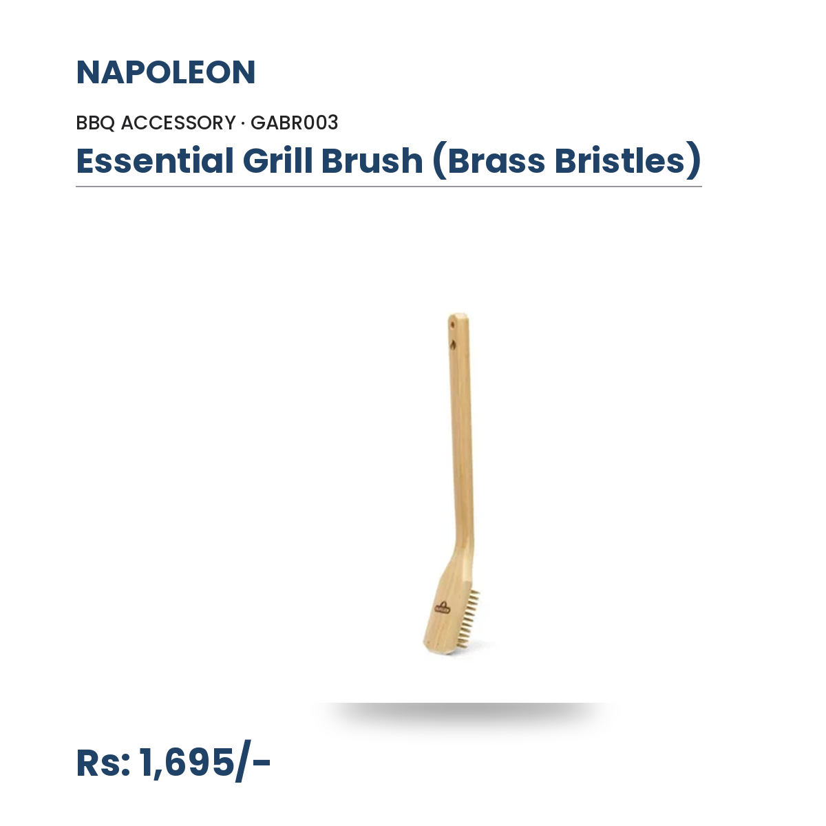 Napoleon Essential Series Grill Brush with Brass Bristles GABR003 | BBQ Cleaning Brush for Cast Iron & Stainless Steel Grates