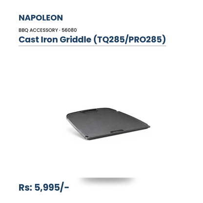 Napoleon Cast Iron Griddle (56080) | For Travel Q TQ285 & PRO285 | Double-Sided Flat & Ribbed | Porcelain Cast Iron | For Pancakes, Eggs & Grill Marks
