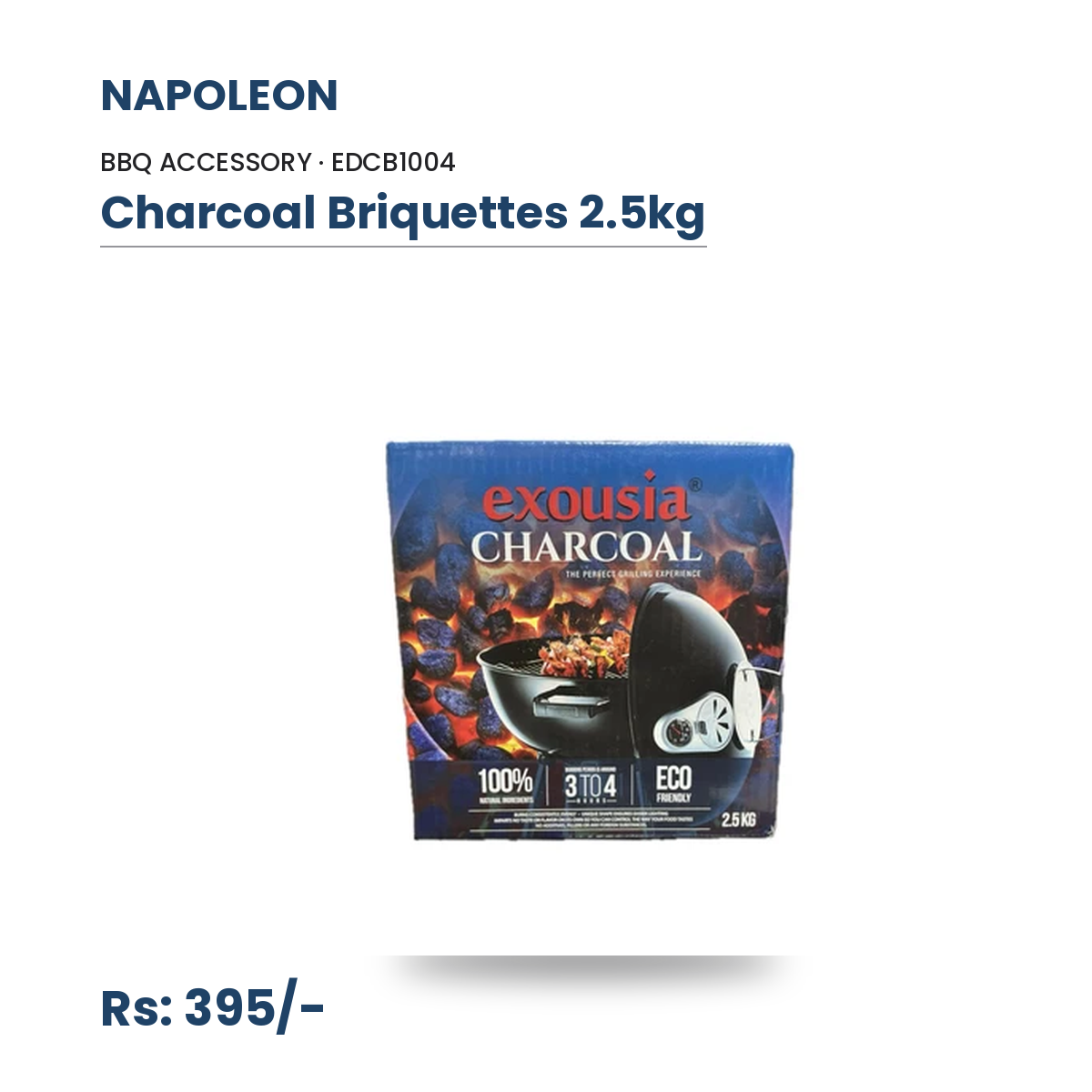 Napoleon Charcoal Briquettes 2.5kg (EDCB1004) | Coconut Shell Charcoal | Eco-Friendly