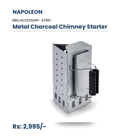 Napoleon Metal Charcoal Chimney Starter (67801) | Folding Triangle Base | 30% Faster Lighting | No Lighter Fluid | Compact Storage | Silver
