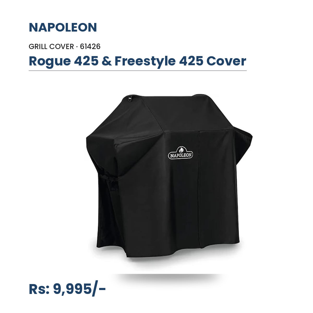 Napoleon Premium Grill Cover (61426) – Fits Rogue 425 & Freestyle 425 Gas Grills with Shelves Folded Down | Weather-Resistant BBQ Cover