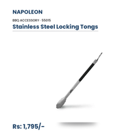 Napoleon Stainless Steel Locking Tongs (55015) | Scalloped Head | Non-Piercing Grip | Rubber Handle | Locking Storage | Dishwasher-Safe | For All Grills