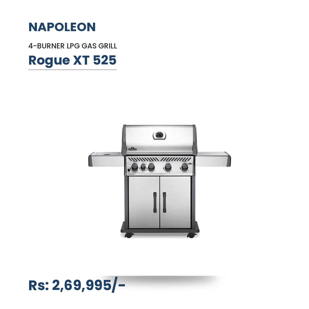 Napoleon Rogue XT 525 Gas Grill | RXT525SIBPSS | 4 Burners | 57,000 BTU | 805 sq in | Infrared Sizzle Zone | Stainless Steel | WAVE Grids | LPG