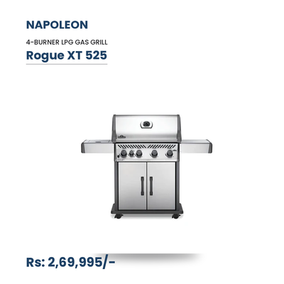Napoleon Rogue XT 525 Gas Grill | RXT525SIBPSS | 4 Burners | 57,000 BTU | 805 sq in | Infrared Sizzle Zone | Stainless Steel | WAVE Grids | LPG