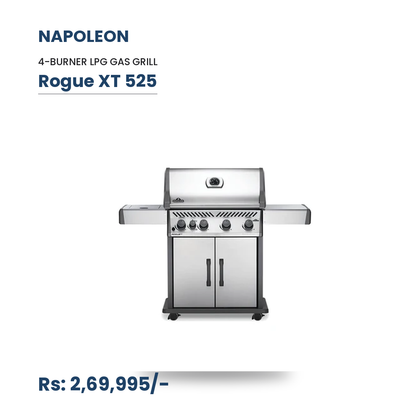 Napoleon Rogue XT 525 Gas Grill | RXT525SIBPSS | 4 Burners | 57,000 BTU | 805 sq in | Infrared Sizzle Zone | Stainless Steel | WAVE Grids | LPG