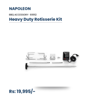 Napoleon Heavy Duty Rotisserie Kit (69912) | For Full-Size Napoleon Gas Grills | Spit Rod, Forks & Motor | Whole Chicken, Lamb & Pork | Self-Basting Rotation