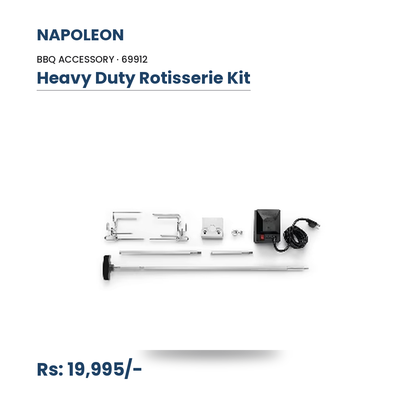 Napoleon Heavy Duty Rotisserie Kit (69912) | For Full-Size Napoleon Gas Grills | Spit Rod, Forks & Motor | Whole Chicken, Lamb & Pork | Self-Basting Rotation