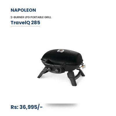 Napoleon  TQ285-BK TravelQ 285 Portable Gas Grill | 2 Burner LPG BBQ | Folding Legs | Black