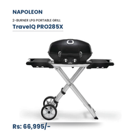 Napoleon  PRO285X-BK-RC TravelQ Portable Gas Grill | 2 Burner BBQ with Folding Cart | Black