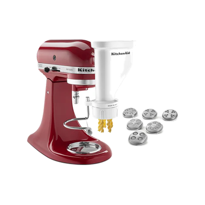 KitchenAid Gourmet Pasta Press Attachment | 6 Pasta Plates | Spaghetti, Bucatini, Rigatoni, Fusilli & Macaroni | Fits All KitchenAid Stand Mixers