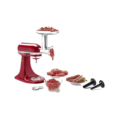 KitchenAid KSMMGA Metal Food Grinder Attachment | Grinds Meat, Vegetables & Bread | Coarse & Fine Plates | Fits All KitchenAid Stand Mixers