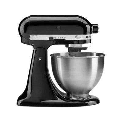 KitchenAid Classic Tilt-Head Stand Mixer 4.3L 10-Speed Home Baking Machine with Flat Beater, Dough Hook & Wire Whisk - Onyx Black
