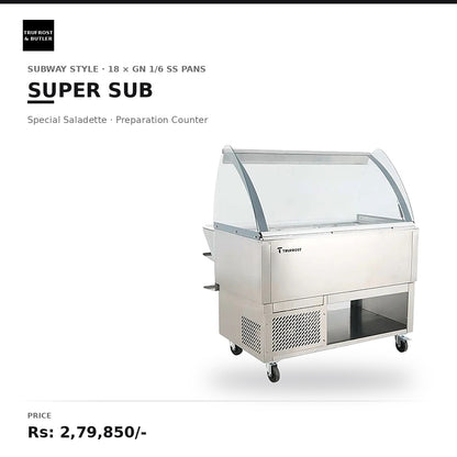Trufrost Super Sub Special Subway Style Saladette with 18 x GN 1/6 SS pans