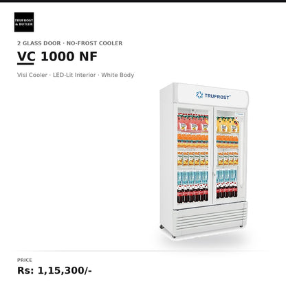 Trufrost VC 1000 NF Two Door No-Frost Visi Cooler