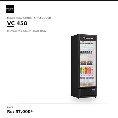 Trufrost VC 450 Black Head Single Door Premium Visi Cooler with black body and black top head