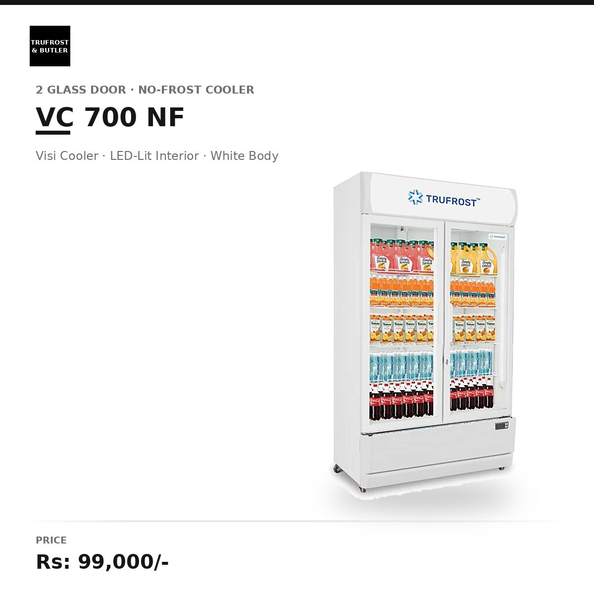 Trufrost VC 700 NF Two Door No-Frost Visi Cooler