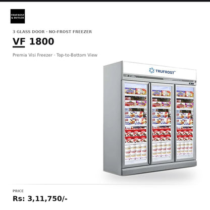 Trufrost VF 1800 Premia Three Door No-Frost Visi Freezer with a top to bottom view