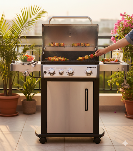 Weber Spirit SP-335 Premium Stainless Steel 3-Burner Gas Grill – Outdoor BBQ with Sear Station, Side Burner & Built-In Thermometer, Fast Delivery & Premium Service in India