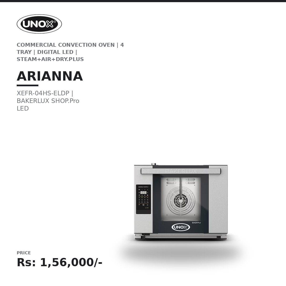 Unox BAKERLUX SHOP.Pro LED XEFR-04HS-ELDP Commercial Convection Oven | 4 Tray | Digital LED | STEAM.Plus + AIR.Plus + DRY.Plus | Made in Italy