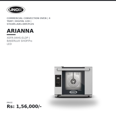 Unox BAKERLUX SHOP.Pro LED XEFR-04HS-ELDP Commercial Convection Oven | 4 Tray | Digital LED | STEAM.Plus + AIR.Plus + DRY.Plus | Made in Italy