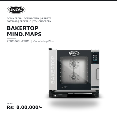 UNOX BAKERTOP MIND.Maps COUNTERTOP PLUS XEBC-06EU-EPRM Commercial Combi Oven | 6 Trays 600×400 | Electric | 9.5" Touchscreen | Steam, Convection & Combination Baking | Professional Bakery, Pastry & Café Oven