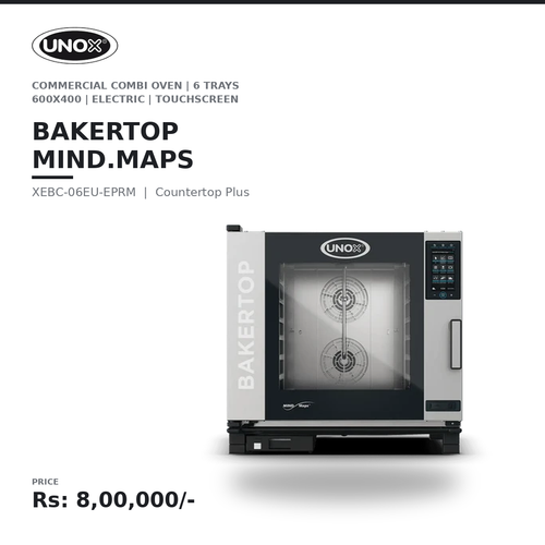 UNOX BAKERTOP MIND.Maps COUNTERTOP PLUS XEBC-06EU-EPRM Commercial Combi Oven | 6 Trays 600×400 | Electric | 9.5" Touchscreen | Steam, Convection & Combination Baking | Professional Bakery, Pastry & Café Oven