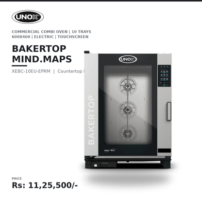 UNOX BAKERTOP MIND.Maps COUNTERTOP PLUS XEBC-10EU-EPRM Commercial Combi Oven | 10 Trays 600×400 | Electric | 9.5" Touchscreen | Steam, Convection & Combination Baking | Professional Bakery, Pastry & Café Oven