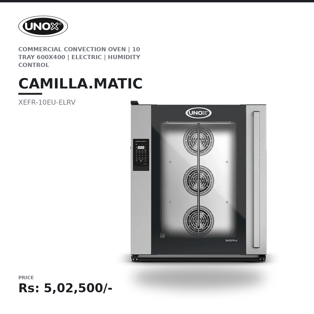 UNOX BAKERLUX SHOP.Pro LED Camilla.Matic XEFR-10EU-ELRV Commercial Convection Oven | 10 Tray 600×400 | Humidity Control | Right Door | AIR.Plus, DRY.Plus & STEAM.Plus | Professional Bakery, Café & Restaurant Oven