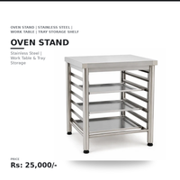 UNOX Stainless Steel Oven Stand with Work Table & Tray Storage Shelf