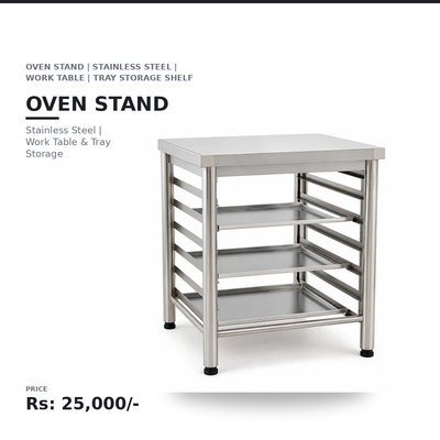 UNOX Stainless Steel Oven Stand with Work Table & Tray Storage Shelf