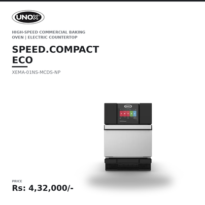 UNOX SPEED.Compact™ ECO XEMA-01NS-MCDS-NP Commercial Baking Speed Oven | High-Speed Rapid Cook Oven | Electric Countertop Oven | Ideal for Cafés, Bakeries & Quick Service Restaurants