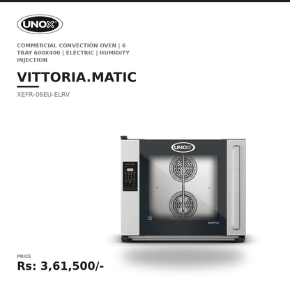 UNOX Vittoria.Matic XEFR-06EU-ELRV Commercial Convection Oven | BAKERLUX SHOP.Pro™ LED | 6 Tray 600×400 | Humidity Injection | Professional Bakery Oven | Right-Hand Door