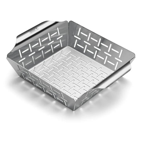Weber Deluxe Grilling Basket Small | Non-Stick | Fits All Grills | For Vegetables & Shrimp | Perforated for Smoke | Individual Portions
