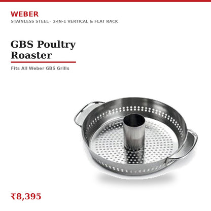 Weber GBS Poultry Roaster | 2-in-1 Vertical & Flat Rack | Juicier Whole Chicken | For GBS Grills | Stainless Steel | Crispy Skin All Round