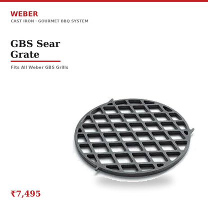 Weber GBS Sear Grate | Cast Iron | Deep Sear Marks | For GBS Grill Systems | Restaurant-Quality Crust | Fits All Weber GBS Grills