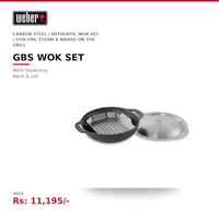 Weber GBS Wok Set with Steaming Rack & Lid | Carbon Steel | For GBS Grills | Authentic Wok Hei | Stir-Fry, Steam & Braise on the Grill