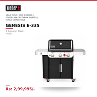 Weber Genesis E-335 Gas Grill | 3 Burners | Sear Zone | Side Burner | Porcelain Cast-Iron Grates | iGrill Compatible | For 4-8 People | LPG