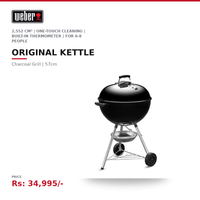 Weber Original Kettle Charcoal Grill | 57cm | 2,552 cm² | One-Touch Cleaning | Built-In Thermometer | For 6-8 People | Iconic Kettle BBQ