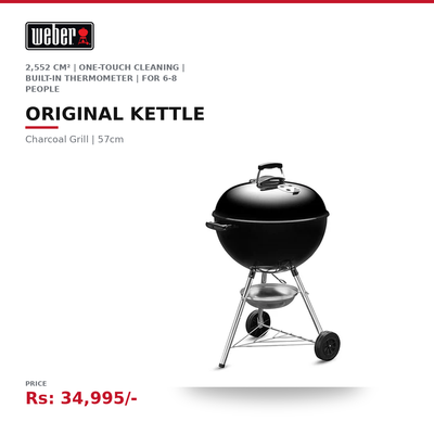 Weber Original Kettle Charcoal Grill | 57cm | 2,552 cm² | One-Touch Cleaning | Built-In Thermometer | For 6-8 People | Iconic Kettle BBQ