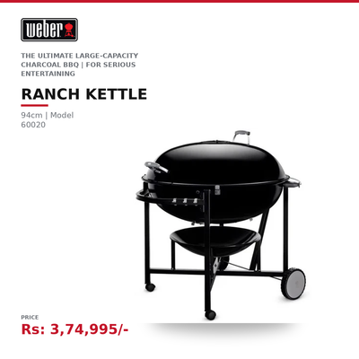 Weber Ranch Kettle 94cm Charcoal Grill (60020) | The Ultimate Large-Capacity BBQ