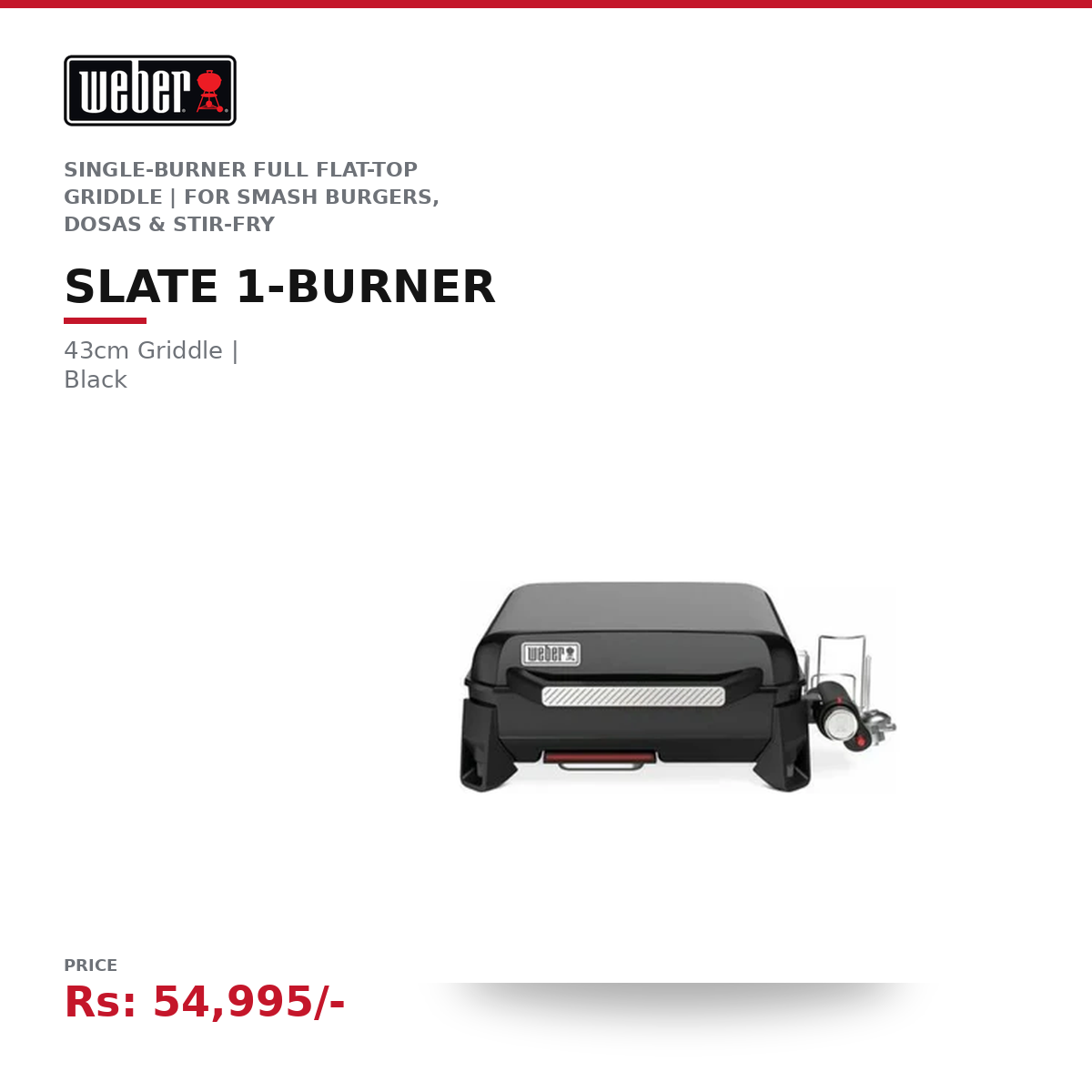 Weber Slate 1b 43cm LP Griddle Grill (Black, Asia)
