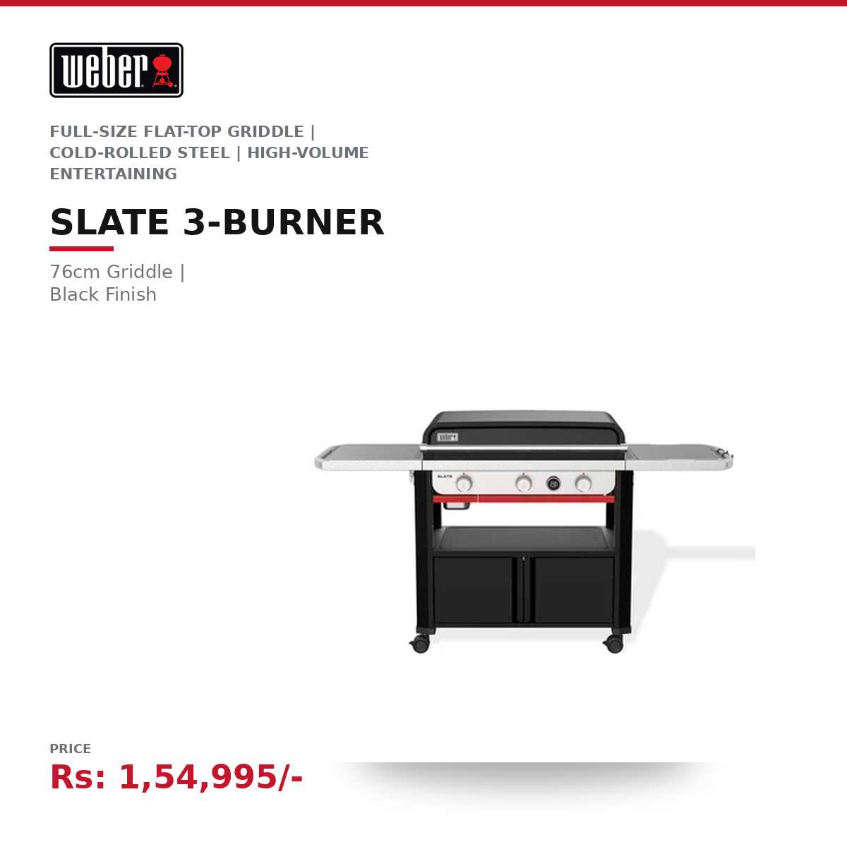 Weber Slate 3b 76cm LP Griddle Grill (Black, Asia)