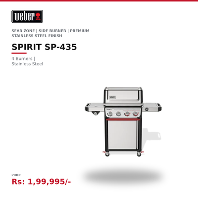 Weber Spirit® SP-435 Gas Grill – 4 Burner Stainless Steel BBQ with Sear Zone & Side Burner